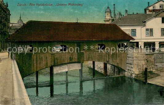 13781827 Zuerich ZH Ancien pont en bois Unterer Muehlesteg Zuerich ZH