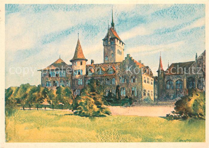 13782311 Zuerich ZH Landesmuseum Kupfertiefdruck Aquarell von Hugo Frey Kuenstle