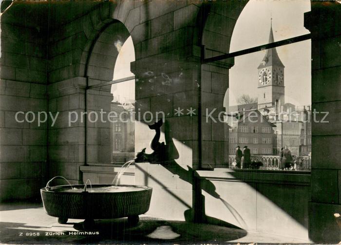 13782324 Zuerich ZH Helmhaushalle Brunnen Durchblick zur Kirche