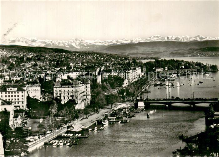 13782326 Zuerich ZH Bellevue Quaibruecke Utoquei Limmat Zuerichsee Glarneralpen