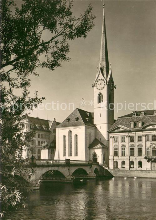 13782332 Zuerich ZH Fraumuenster mit Muensterbruecke Limmat