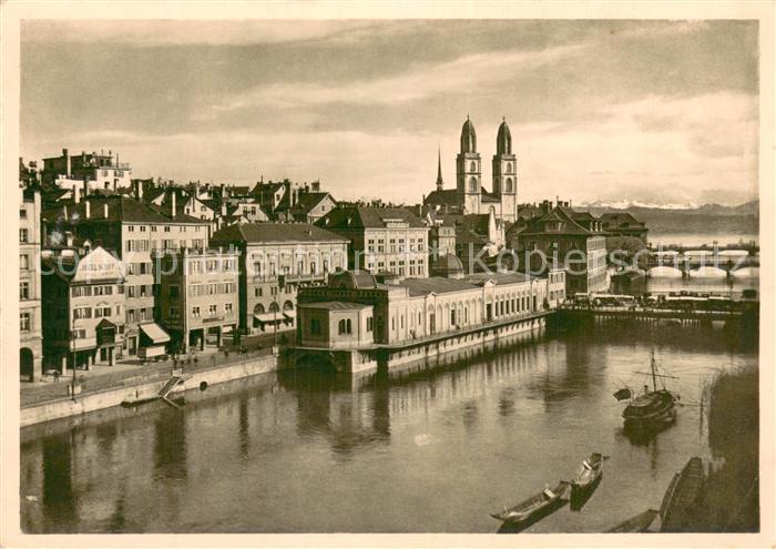 13782340 Zuerich ZH Limmatquai und Grossmuenster