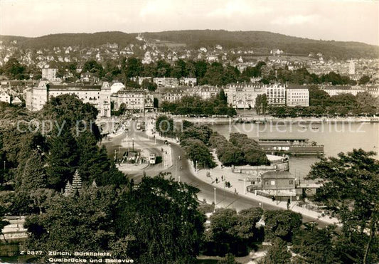 13782342 Zuerich ZH Buerkliplatz Quaibruecke Limmat und Bellevue