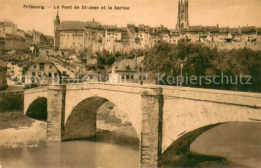 13784842 Fribourg FR Le Pont de St Jean et la Sarine Fribourg FR