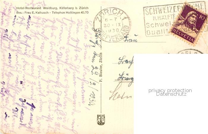 13789270 Zuerich ZH Blick v. d. Waldburg a. d. Stadt u. Alpen