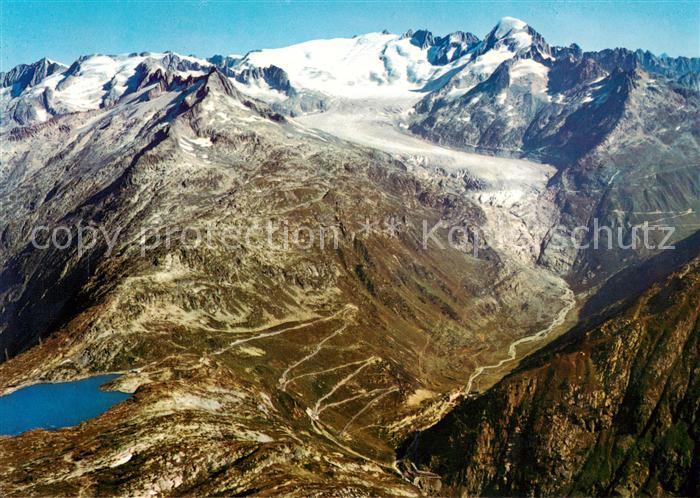 13789862 Grimsel Pass Fliegeraufnahme mit Gletsch Furkapass Rhonegletscher und G