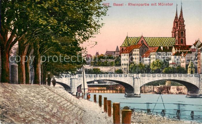 13792555 Basel BS Rheinpartie mit Muenster