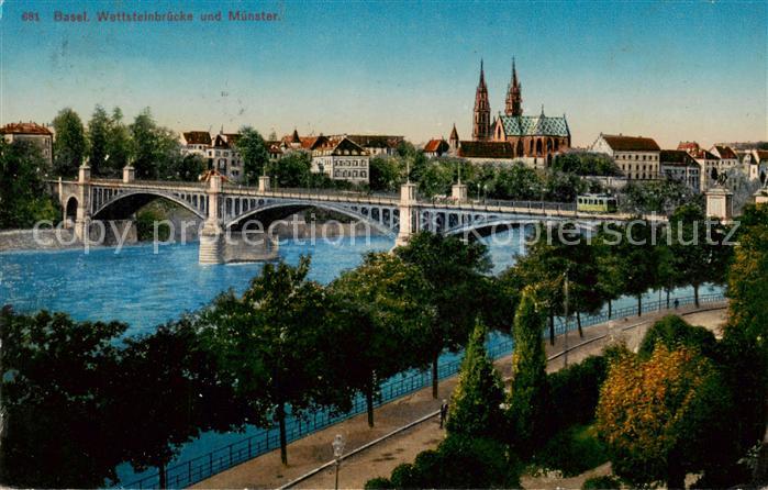 13792562 Basel BS Wettsteinbruecke und Muenster Basel BS