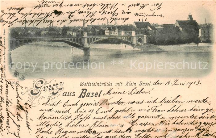 13792588 Basel BS Wettsteinbruecke mit Klein Basel Basel BS