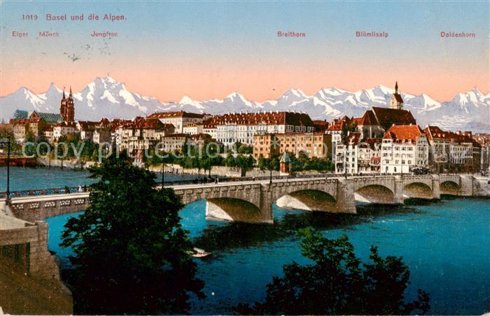 13792595 Basel BS Mittlere Rheinbruecke Rheinpartie Alpenblick Basel BS