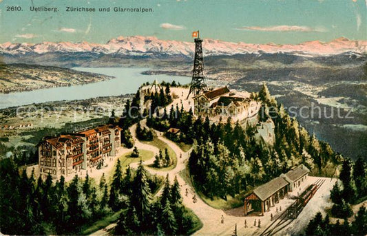 13794775 Uetliberg ZH Fliegeraufnahme mit Zuerichsee und Glarneralpen Uetliberg