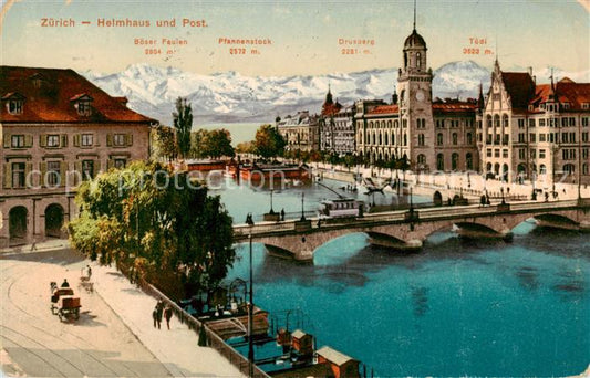 13794776 Zuerich ZH Section Limmat avec Helmhaus et bureau de poste Zuerich ZH