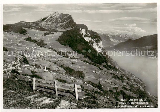 13795337 Amden SG Blick vom Durchschlaege auf Wallensee und Leistkamm