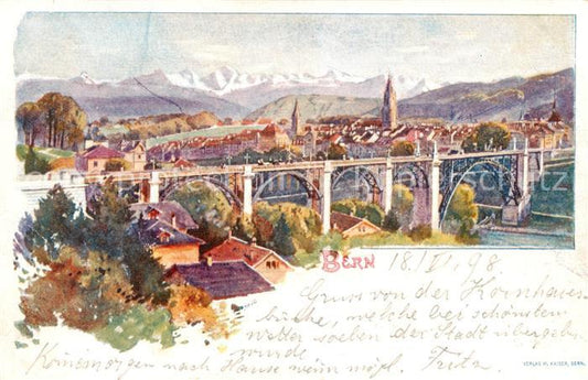 13794908 Bern BE Pont panoramique de la ville Carte d'artiste des Alpes Bern BE