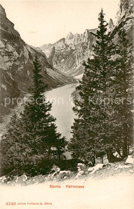 13795642 Saentis 2504m AR Blick auf den Faehlensee Appenzeller Alpen