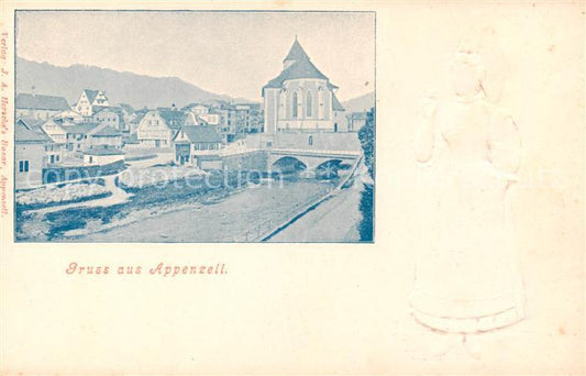 13795688 Appenzell IR Vue partielle avec costumes traditionnels de l'église Appenzell IR