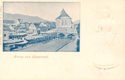 13795692 Appenzell IR Vue partielle avec costumes traditionnels de l'église Appenzell IR