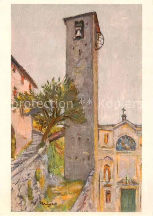 13795746 Gandria Lago di Lugano Campanile Fritz Meijer Pittore Kuenstlerkarte Ga