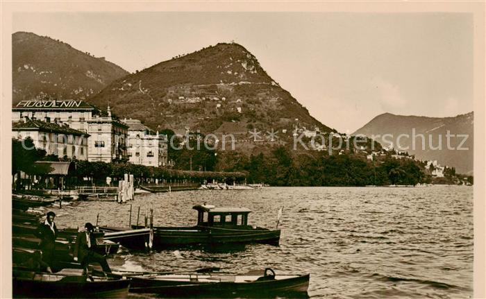 13800366 Lugano Lago di Lugano TI Uferpartie am Luganersee mit Monte Bre