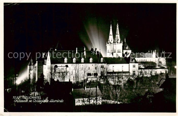 13800505 Neuchâtel NE Château et Collégiale illuminés la nuit Neuchâtel NE