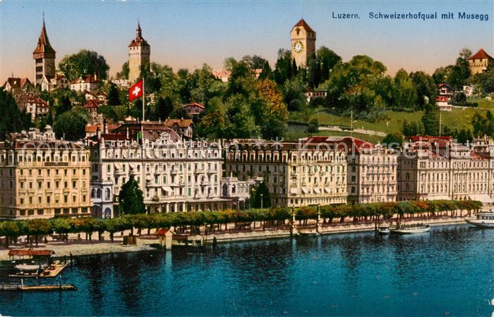 13800544 Lucerne LU Schweizerhofquai avec Musegg Vierwaldstaettersee