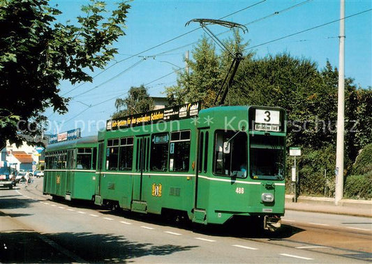 13801086 Basel BS Basler Verkehrsbetriebe véhicule automobile Be 4/4 486 et remorque B4