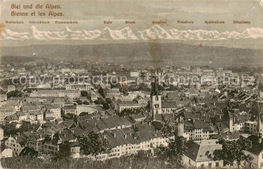 13795909 Panorama de la ville de Bienne contre les Alpes Bienne