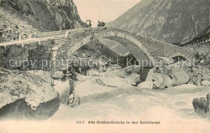 13796254 Schoellenen UR Alte Gotthardbruecke Bergbach