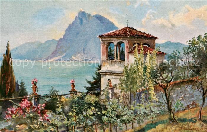 13796262 Castagnola Lago di Lugano e Monte San Salvatore Kuenstlerkarte