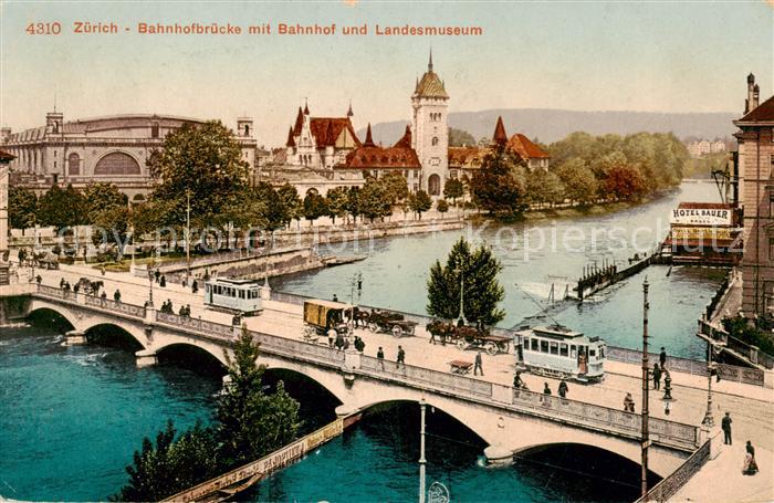 13796274 Zuerich ZH Bahnhofbruecke avec gare et musée du tramway Pfe