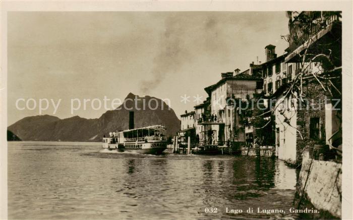 13796285 Gandria Lago di Lugano Haeuserpartie am Luganer See Dampfer Bootsanlege