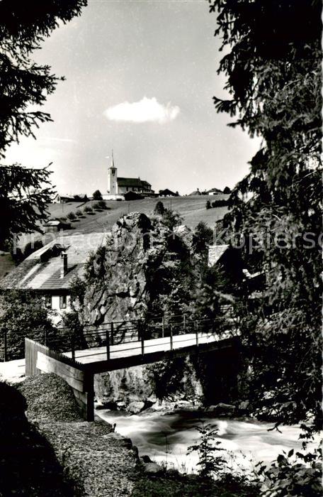 13796831 Charmey FR Pont du Jaunbach Vue de l'église