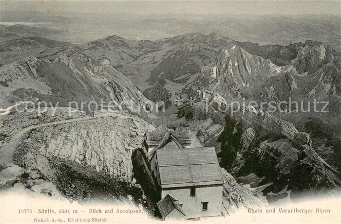 13796849 Saentis 2504m AR Vue sur le Rhin Seealpsee et les Alpes du Vorarlberg