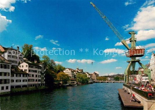 13797174 Zuerich ZH Grue portuaire à Zuercher Limmatquai Schipfe et Lindenhofquarti