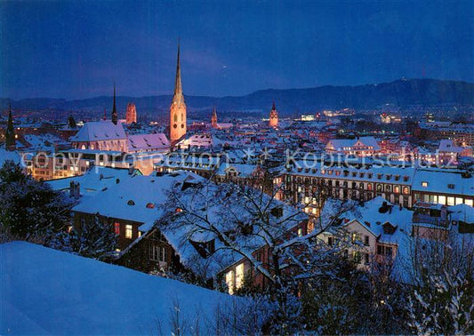 13797178 Zurich ZH panorama de la ville soirée d'hiver Zuerich ZH