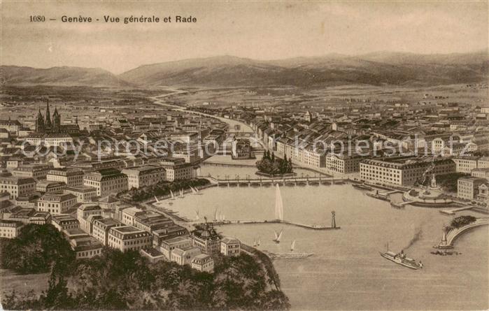 13797685 Geneve GE Vue generale aerienne et Rade  Geneve GE