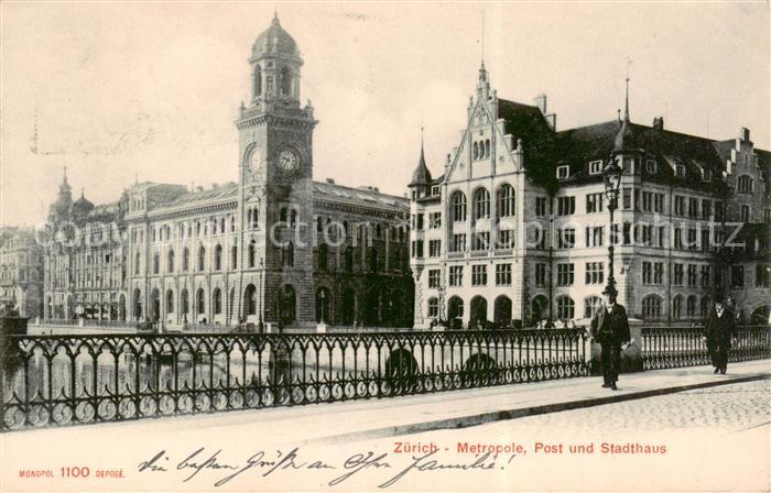 13798396 Zuerich ZH Bureau de poste et mairie de la Métropole Zuerich ZH