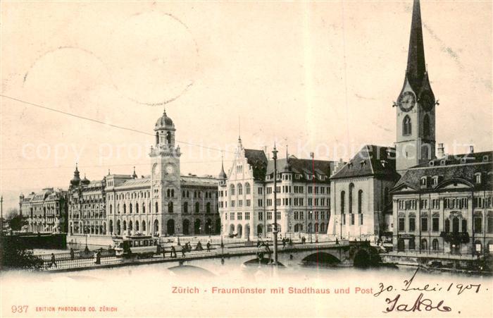 13798445 Zuerich ZH Fraumuenster avec maison de ville et bureau de poste Zuerich ZH