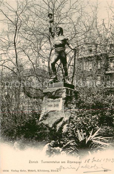 13798447 Zuerich ZH Statue de Turner sur l'Alpenquai Zuerich ZH