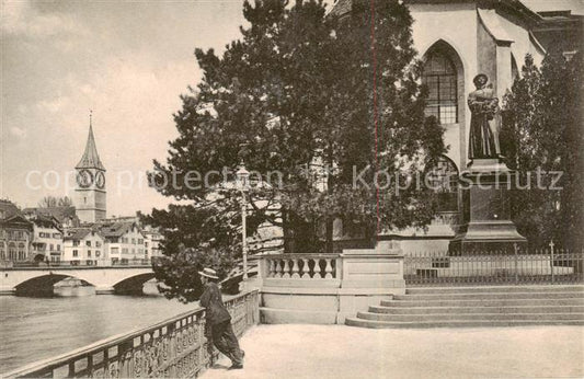 13798453 Zuerich ZH Monument du Zwingli et St Pierre Zuerich ZH