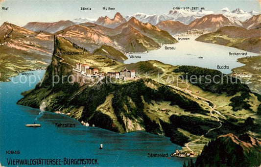 13811373 Buergenstock Vierwaldstaettersee Carte panoramique Buergenstock