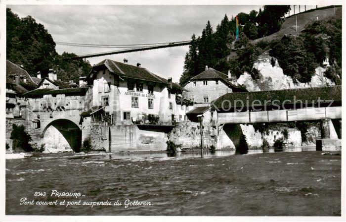 13815397 Fribourg FR Pont couvert et pont suspendu du Gotteron Fribourg FR