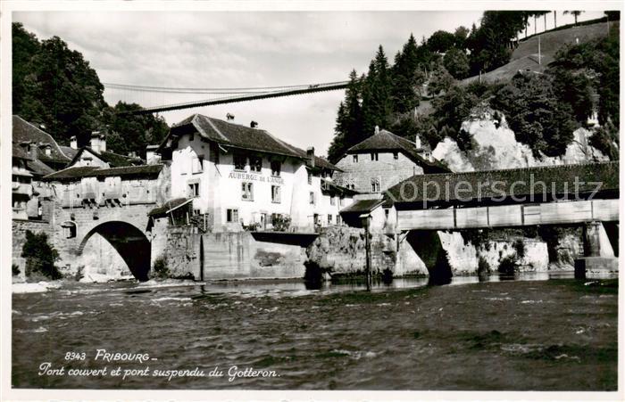 13815746 Fribourg FR Pont couvert et pont suspendu du Gotteron Fribourg FR