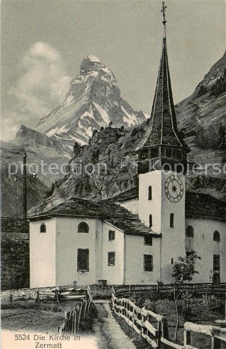 13815781 Zermatt VS Église avec Cervin Zermatt VS