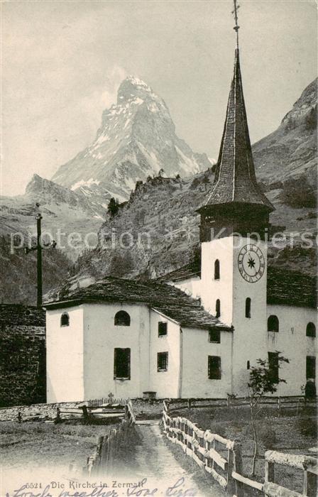 13815782 Zermatt VS Église avec Cervin Zermatt VS