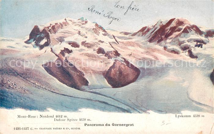 13815887 Gornergrat Zermatt VS Mont Rose Nordend Dufour Spitze Lyskamm