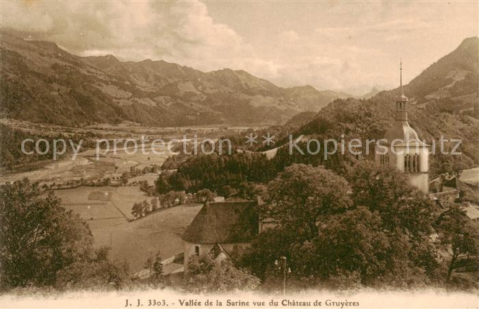 13816242 Gruyeres  Gruyere FR Vallee de la Sarine vue du Chateau de Gruyeres