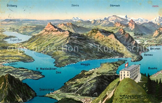 13816271 Stanserhorn 1898m NW Vierwaldstaettersee Panoramakarte