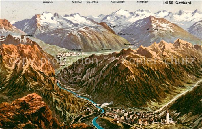 13816276 Andermatt UR Panoramakarte mit Gotthard