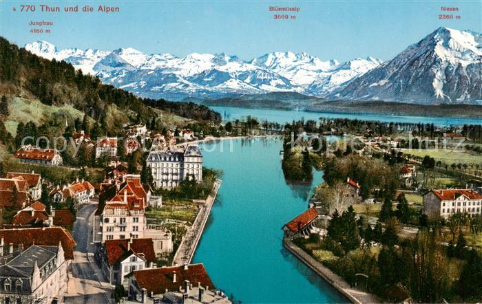 13816181 Thun BE mit Jungfrau Bluemlisalp Niesen Thunersee Thun BE